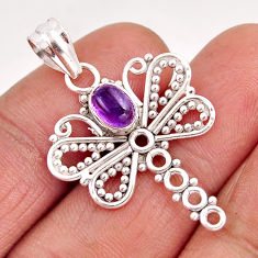 1.39cts natural purple amethyst 925 sterling silver butterfly pendant y58724