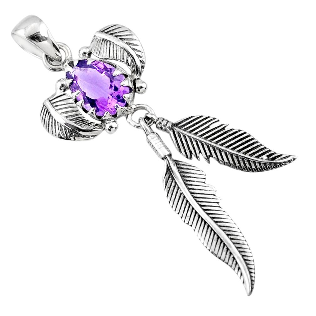 3.41cts natural purple amethyst 925 sterling silver dreamcatcher pendant r67676
