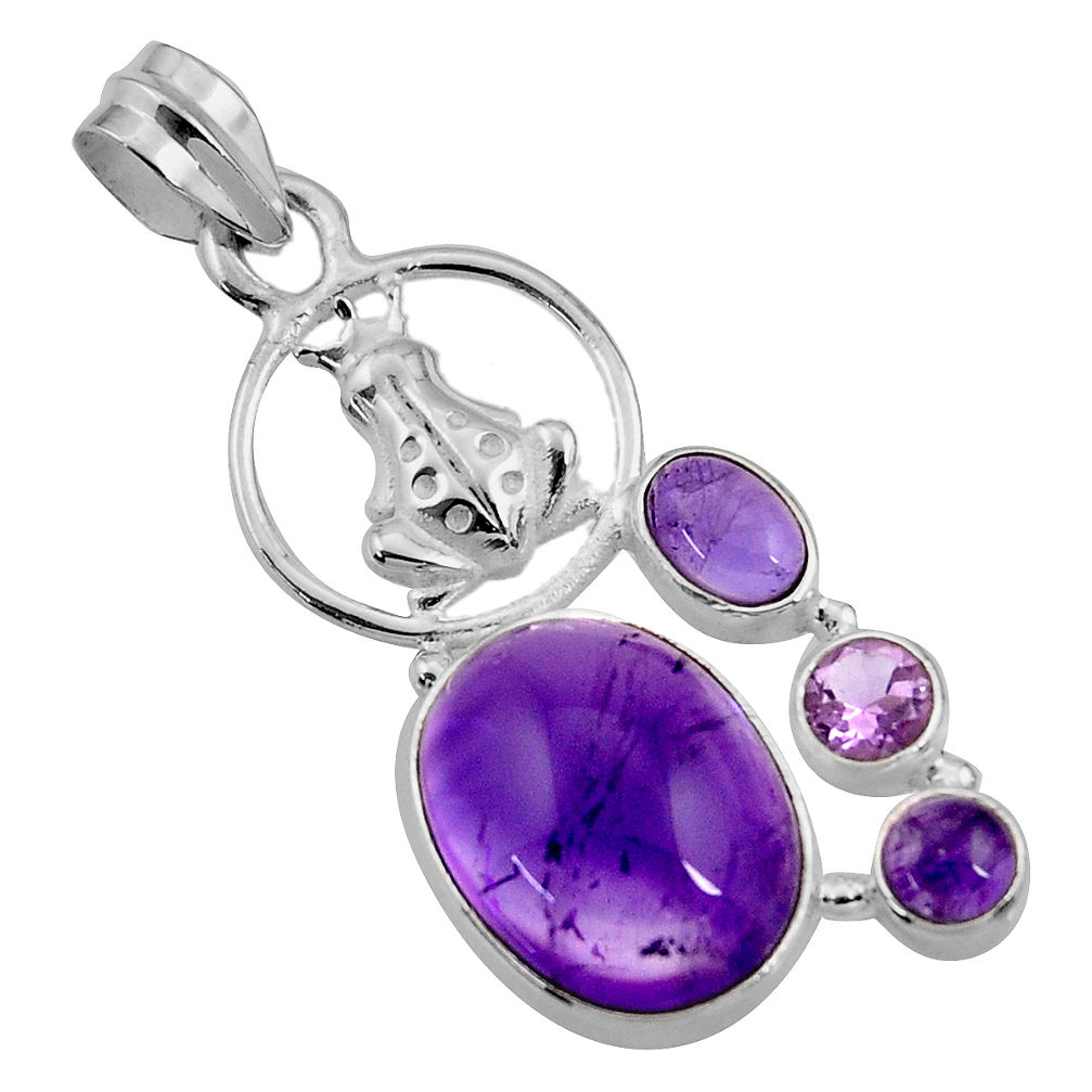  purple amethyst 925 sterling silver frog pendant jewelry d43866
