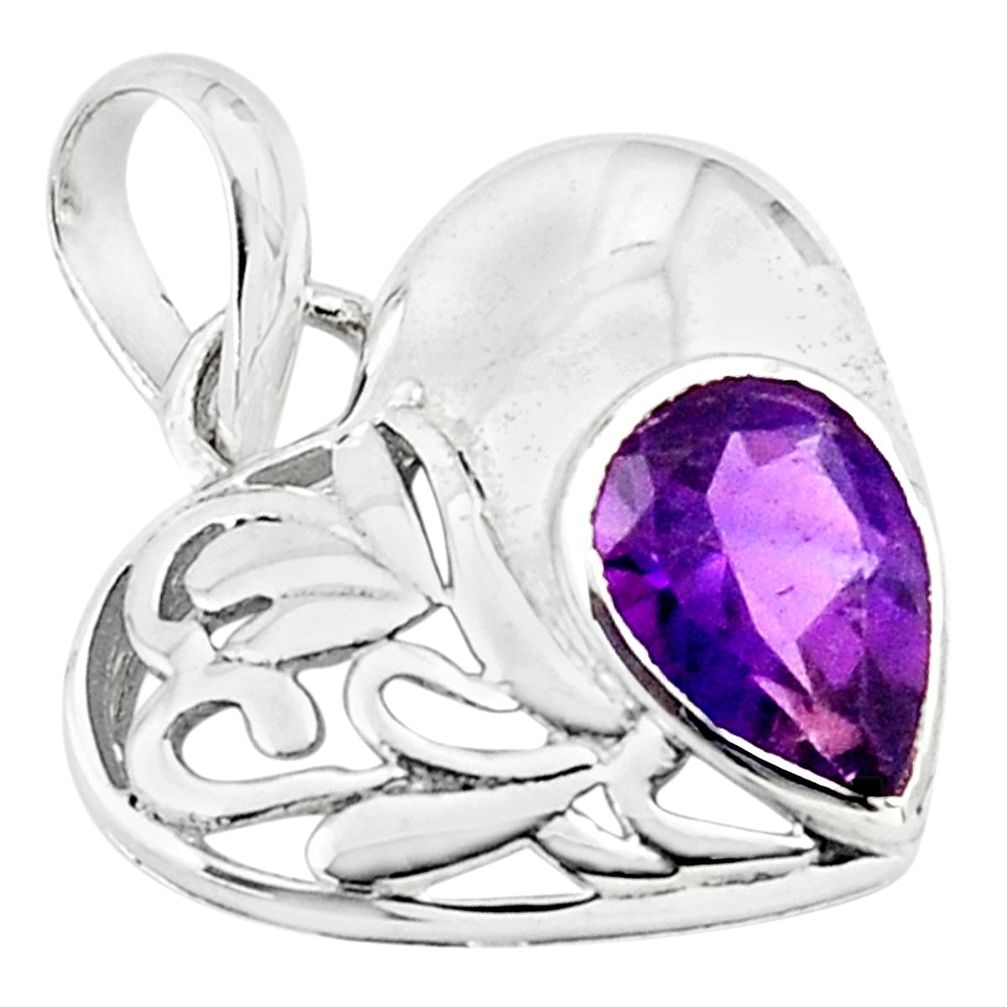 purple amethyst 925 sterling silver heart pendant jewelry d45633