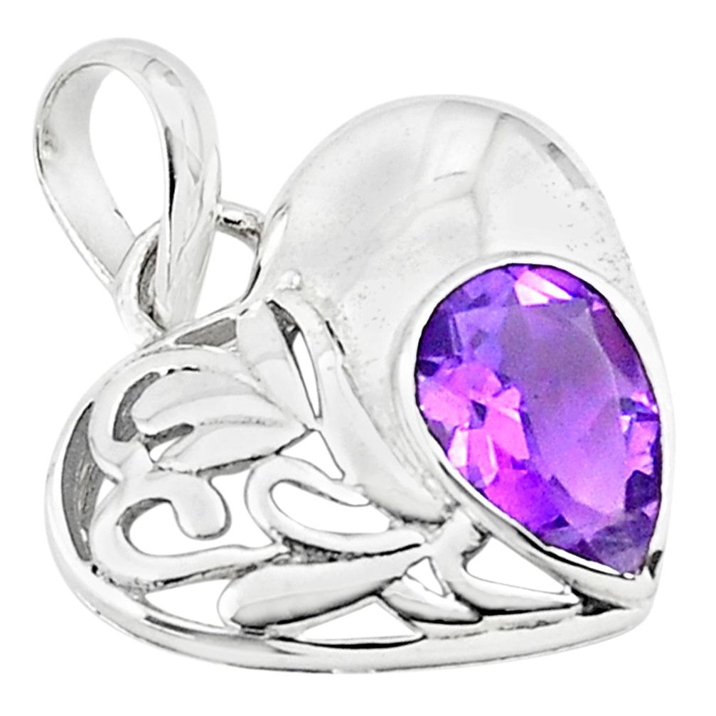 purple amethyst 925 sterling silver heart pendant jewelry d45696