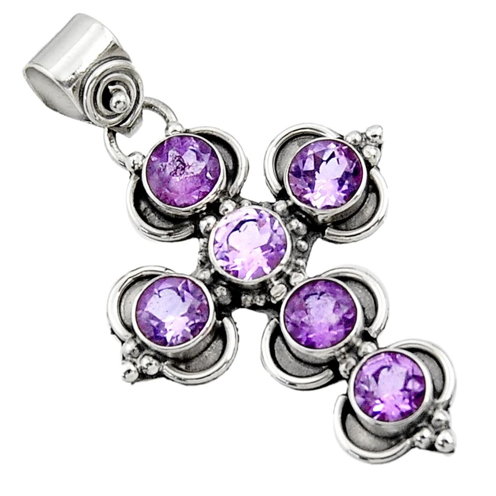 purple amethyst 925 sterling silver holy cross pendant d44771