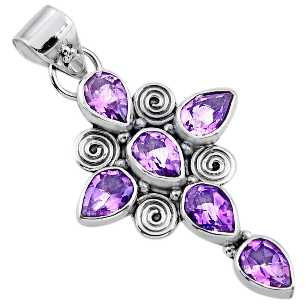 8.78cts natural purple amethyst 925 sterling silver holy cross pendant r55812