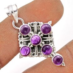 5.11cts natural purple amethyst 925 sterling silver holy cross pendant t85946