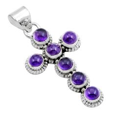 6.46cts natural purple amethyst 925 sterling silver holy cross pendant y6354