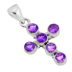 4.02cts natural purple amethyst 925 sterling silver holy cross pendant y76827