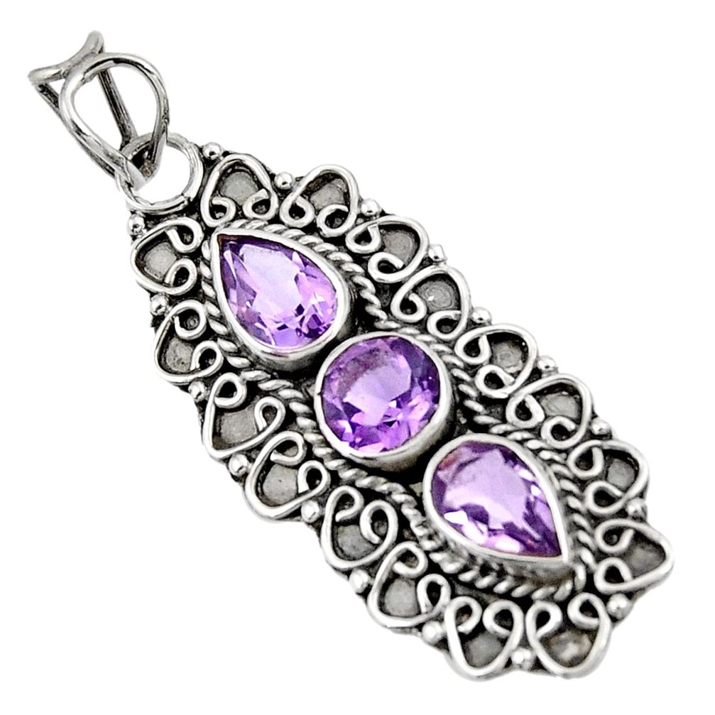 4.02cts natural purple amethyst 925 sterling silver pendant jewelry d39228