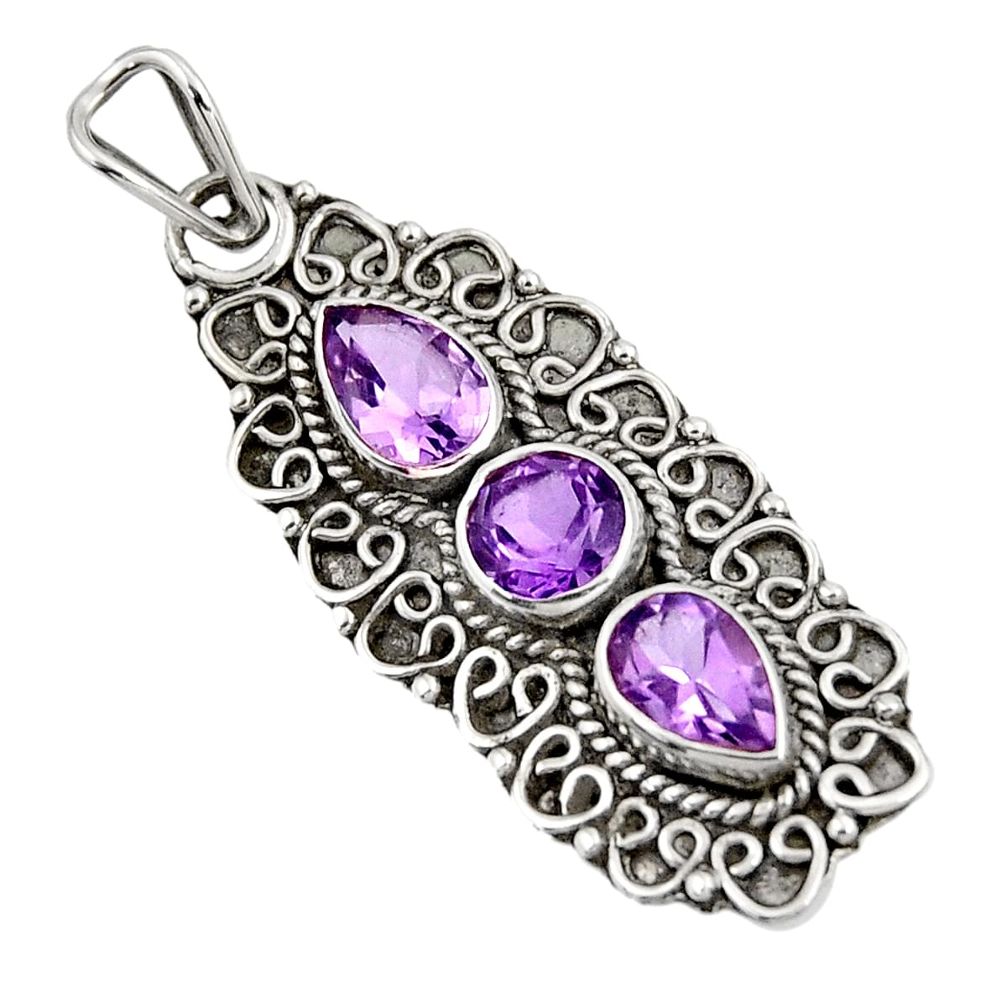 3.85cts natural purple amethyst 925 sterling silver pendant jewelry d39266