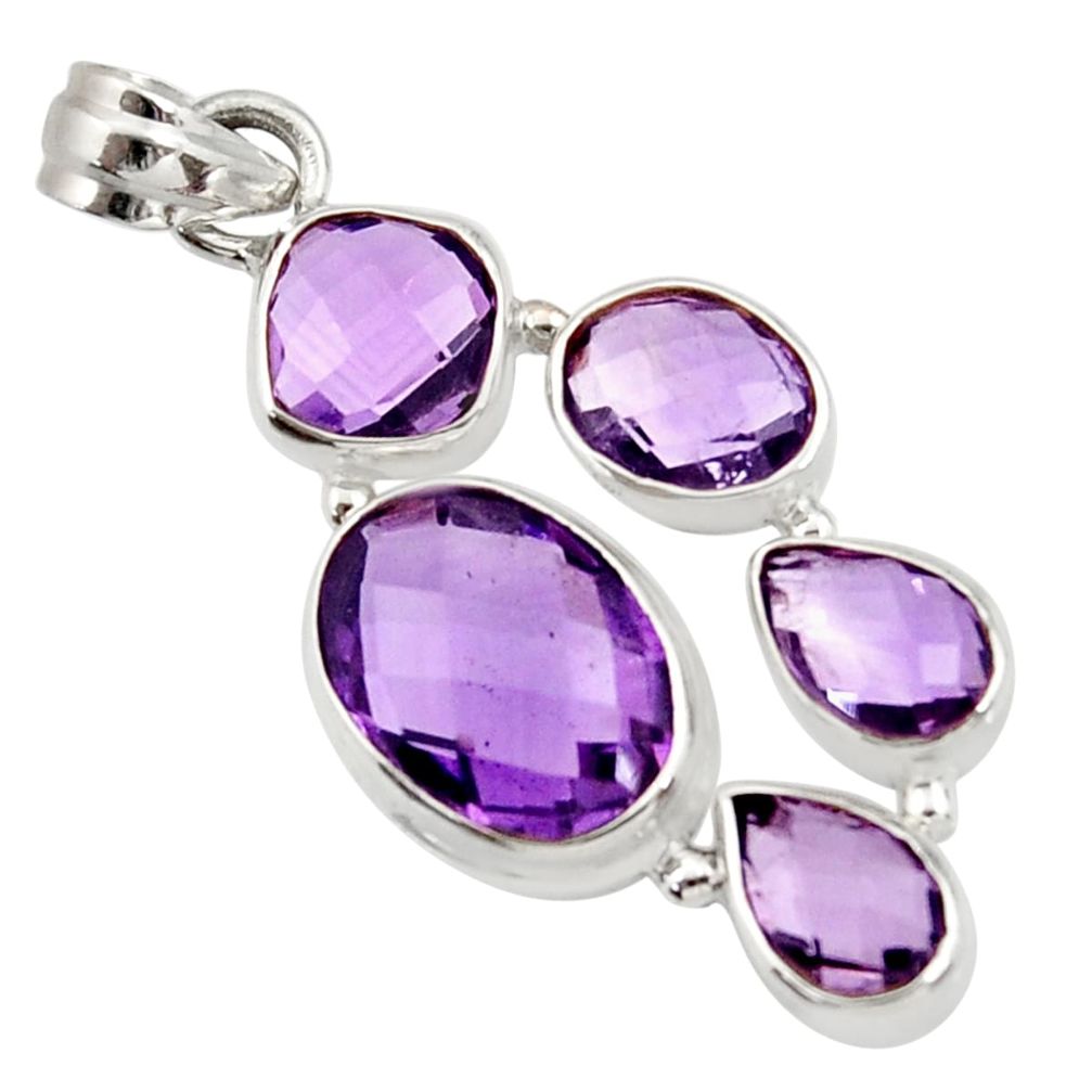 15.31cts natural purple amethyst 925 sterling silver pendant jewelry d42982