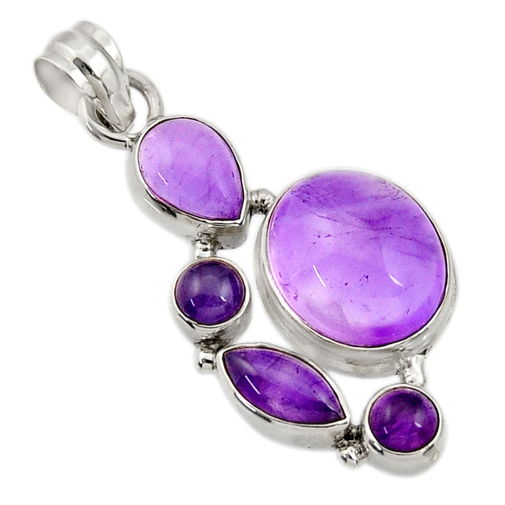 15.76cts natural purple amethyst 925 sterling silver pendant jewelry d43605