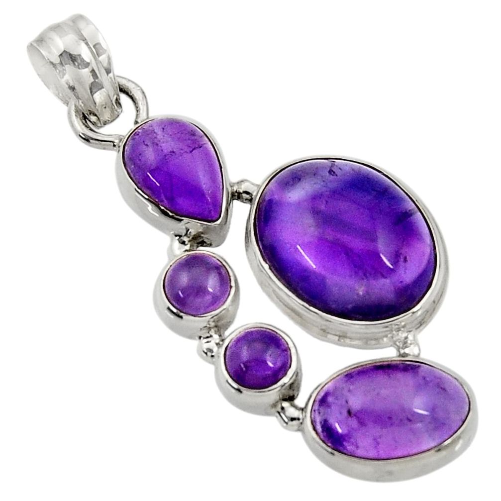 15.76cts natural purple amethyst 925 sterling silver pendant jewelry d43615