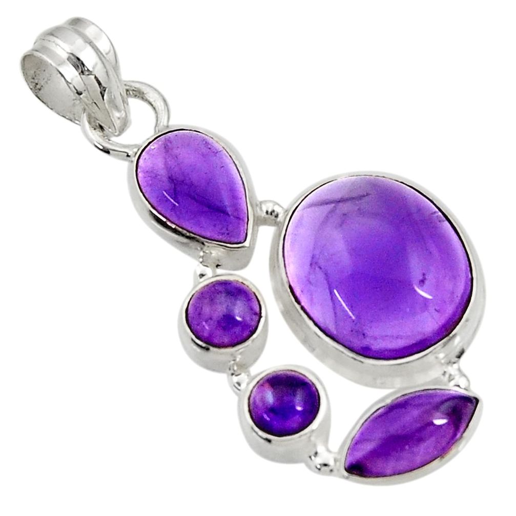 16.13cts natural purple amethyst 925 sterling silver pendant jewelry d43619