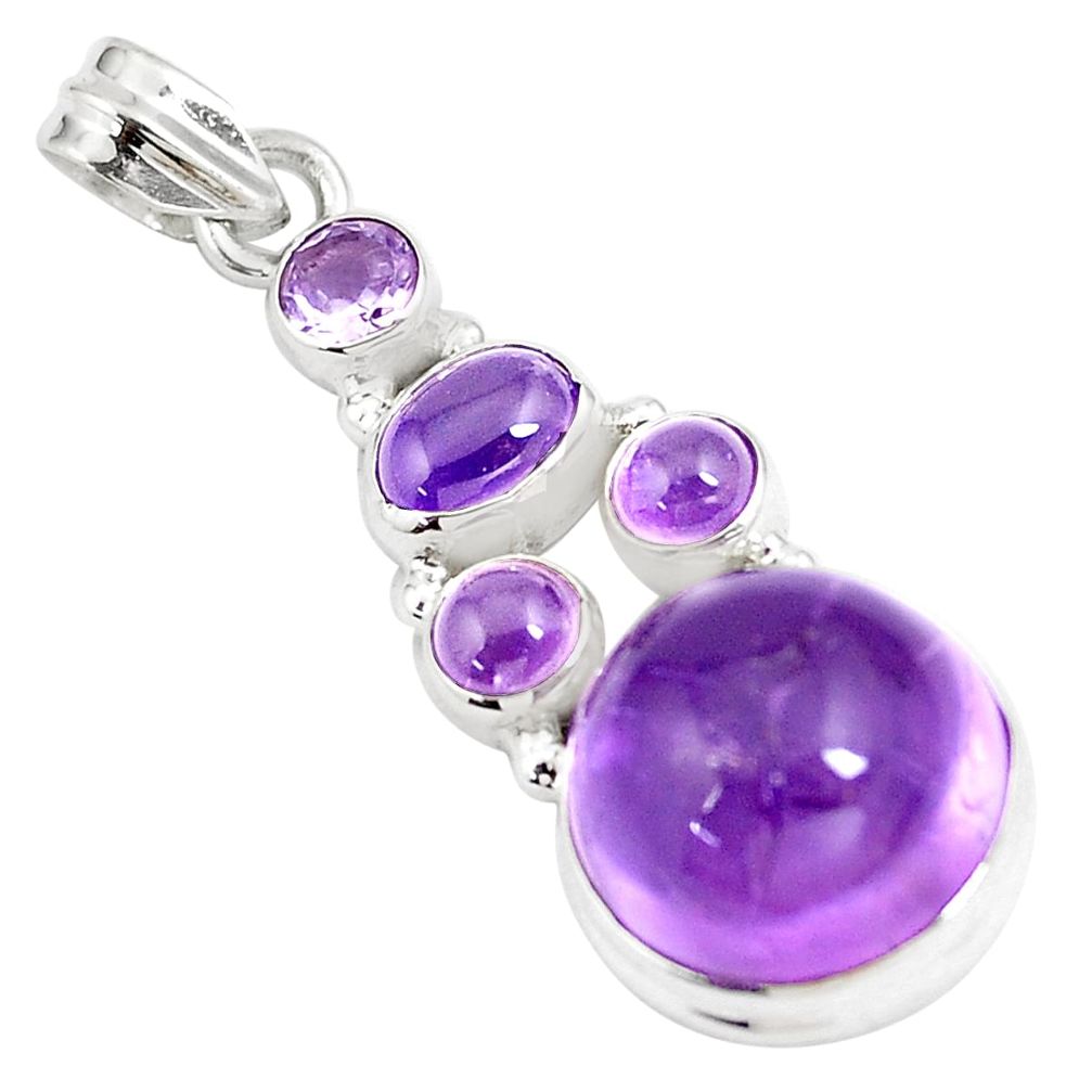 15.31cts natural purple amethyst 925 sterling silver pendant jewelry p5234