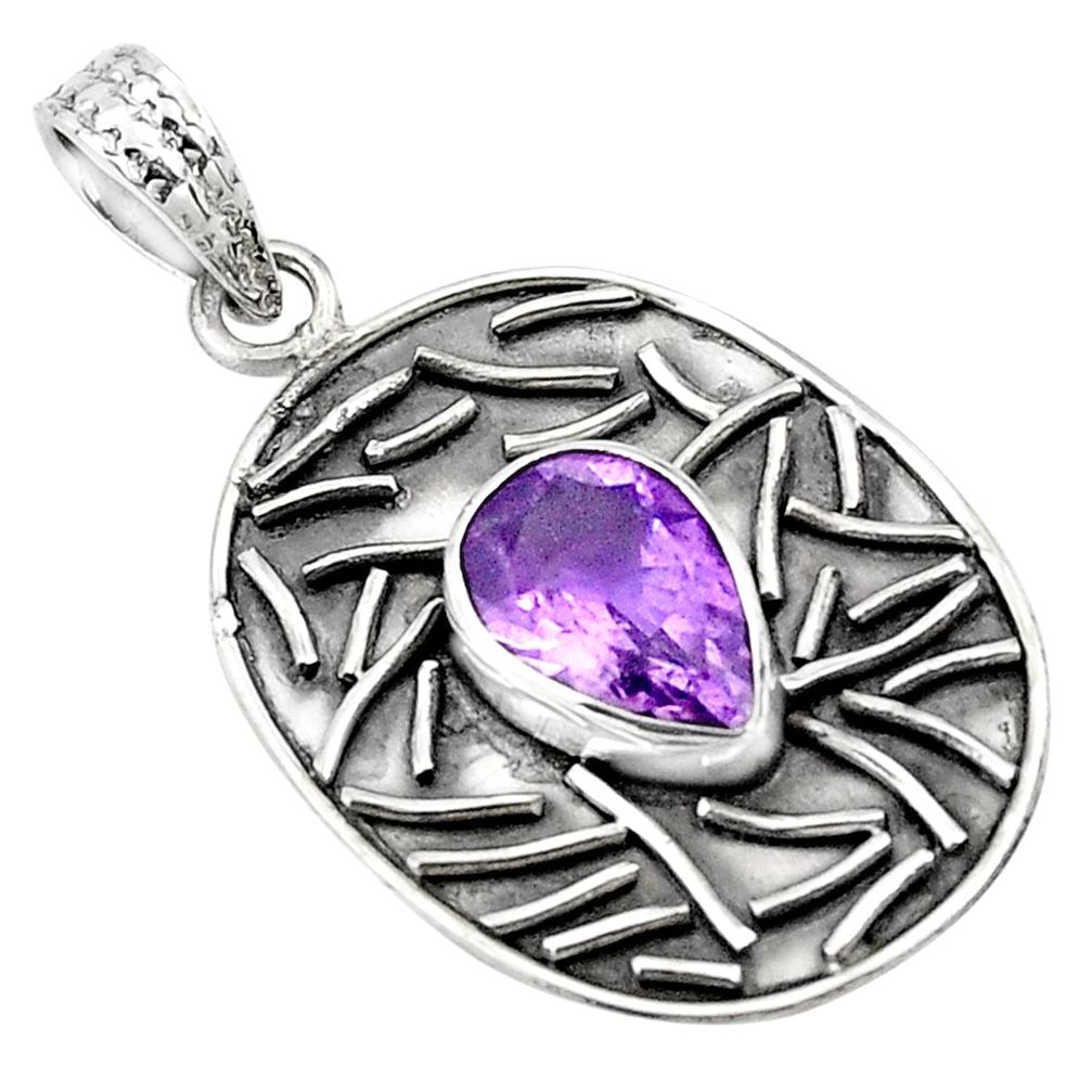 4.55cts natural purple amethyst 925 sterling silver pendant jewelry p78461