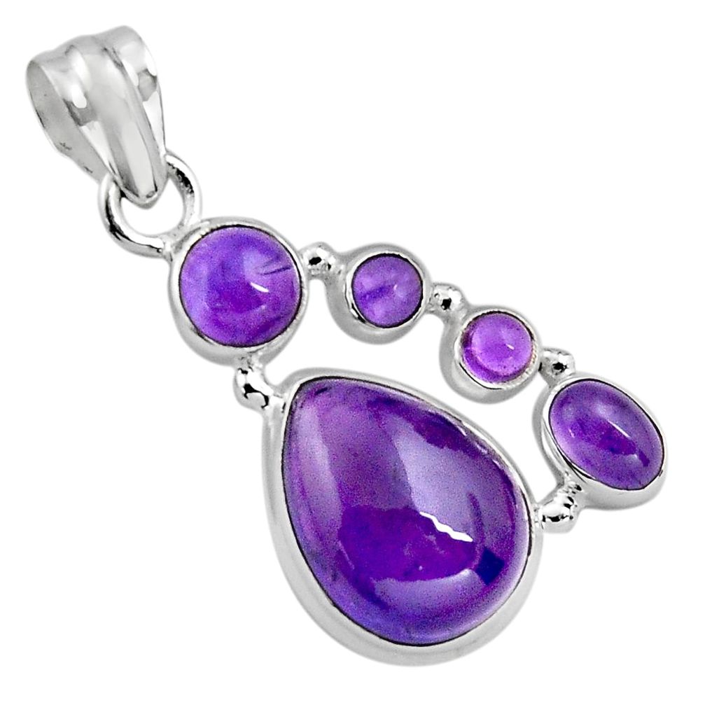 14.72cts natural purple amethyst 925 sterling silver pendant jewelry p89208