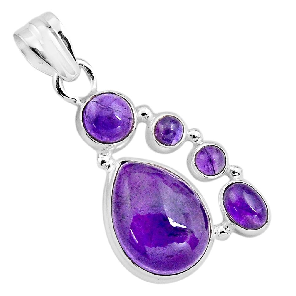 16.17cts natural purple amethyst 925 sterling silver pendant jewelry p89209