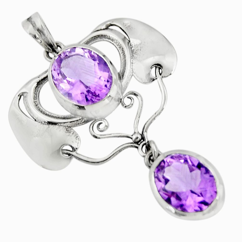 6.02cts natural purple amethyst 925 sterling silver pendant jewelry r26349