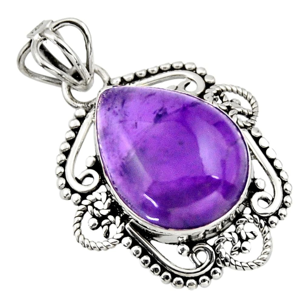 11.70cts natural purple amethyst 925 sterling silver pendant jewelry r32323