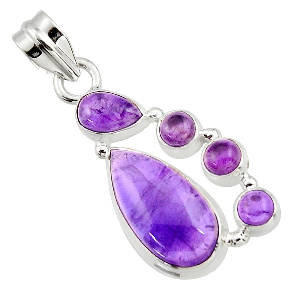 10.57cts natural purple amethyst 925 sterling silver pendant jewelry r43121