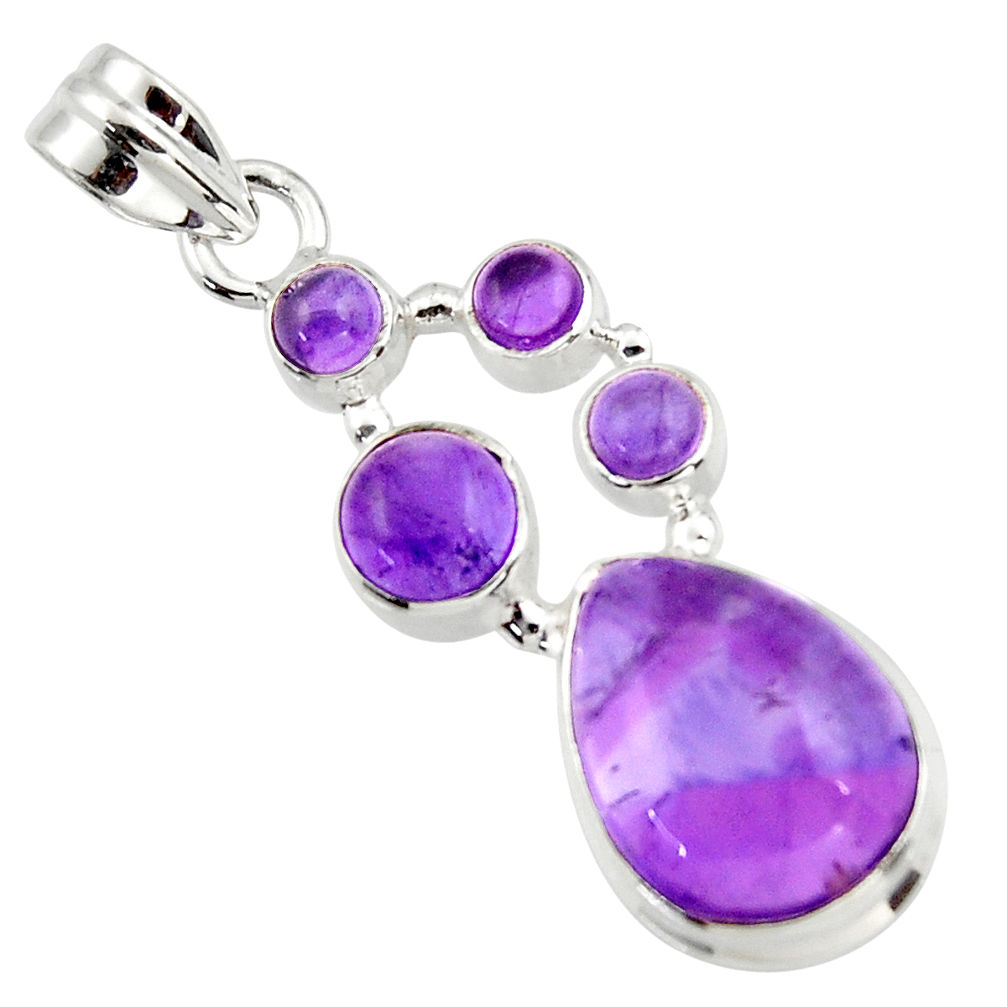 11.59cts natural purple amethyst 925 sterling silver pendant jewelry r43125