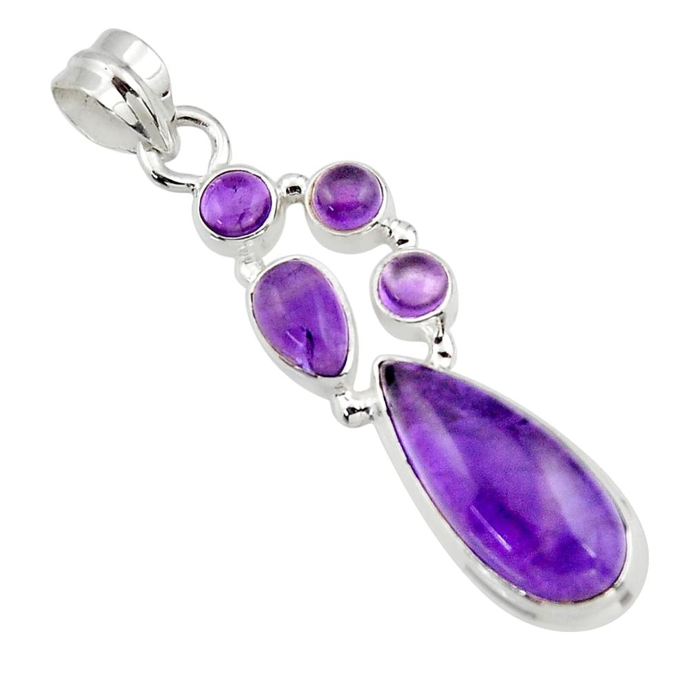 10.57cts natural purple amethyst 925 sterling silver pendant jewelry r43129
