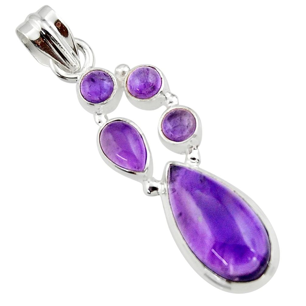10.73cts natural purple amethyst 925 sterling silver pendant jewelry r43130