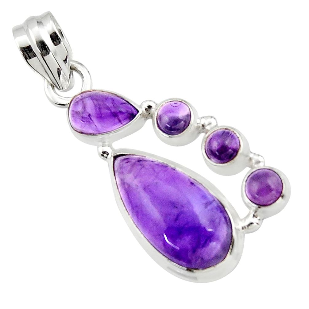 10.94cts natural purple amethyst 925 sterling silver pendant jewelry r43132