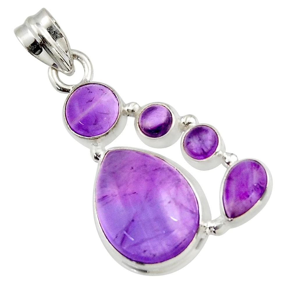 13.41cts natural purple amethyst 925 sterling silver pendant jewelry r43133