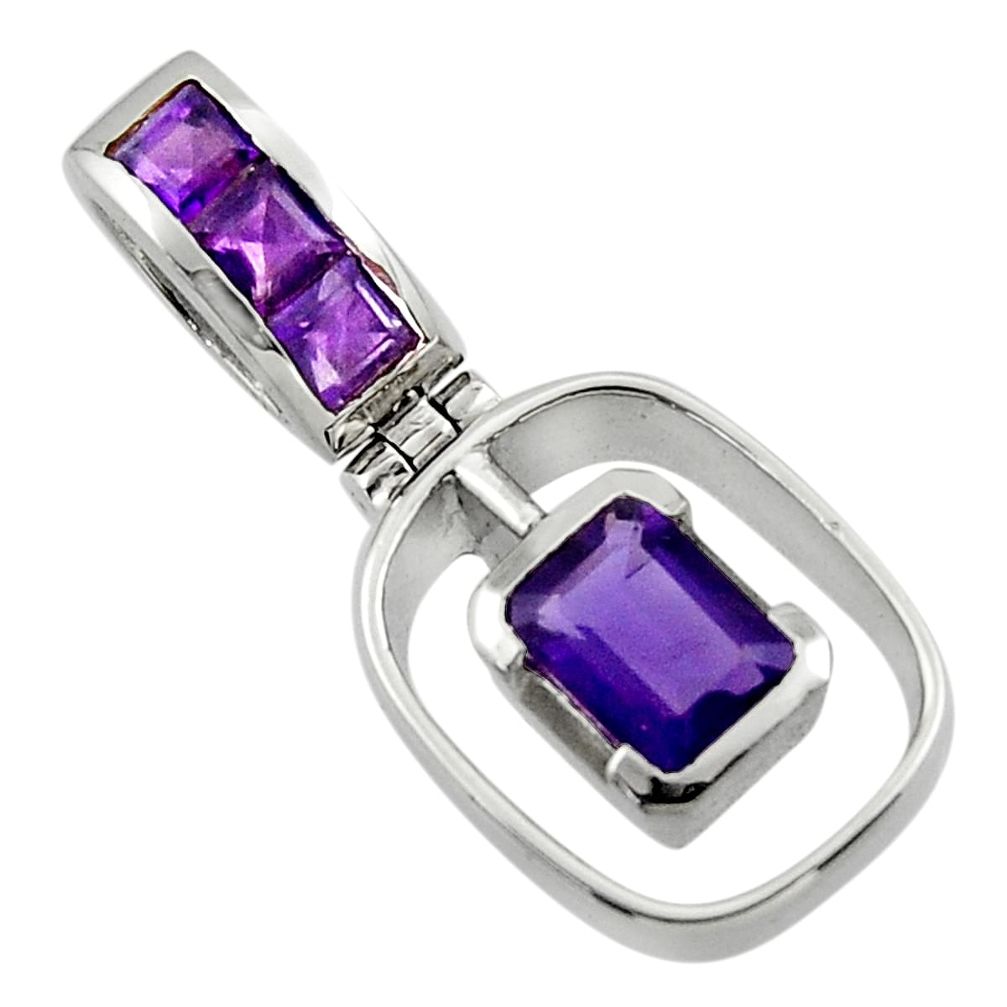 2.56cts natural purple amethyst 925 sterling silver pendant jewelry r43284