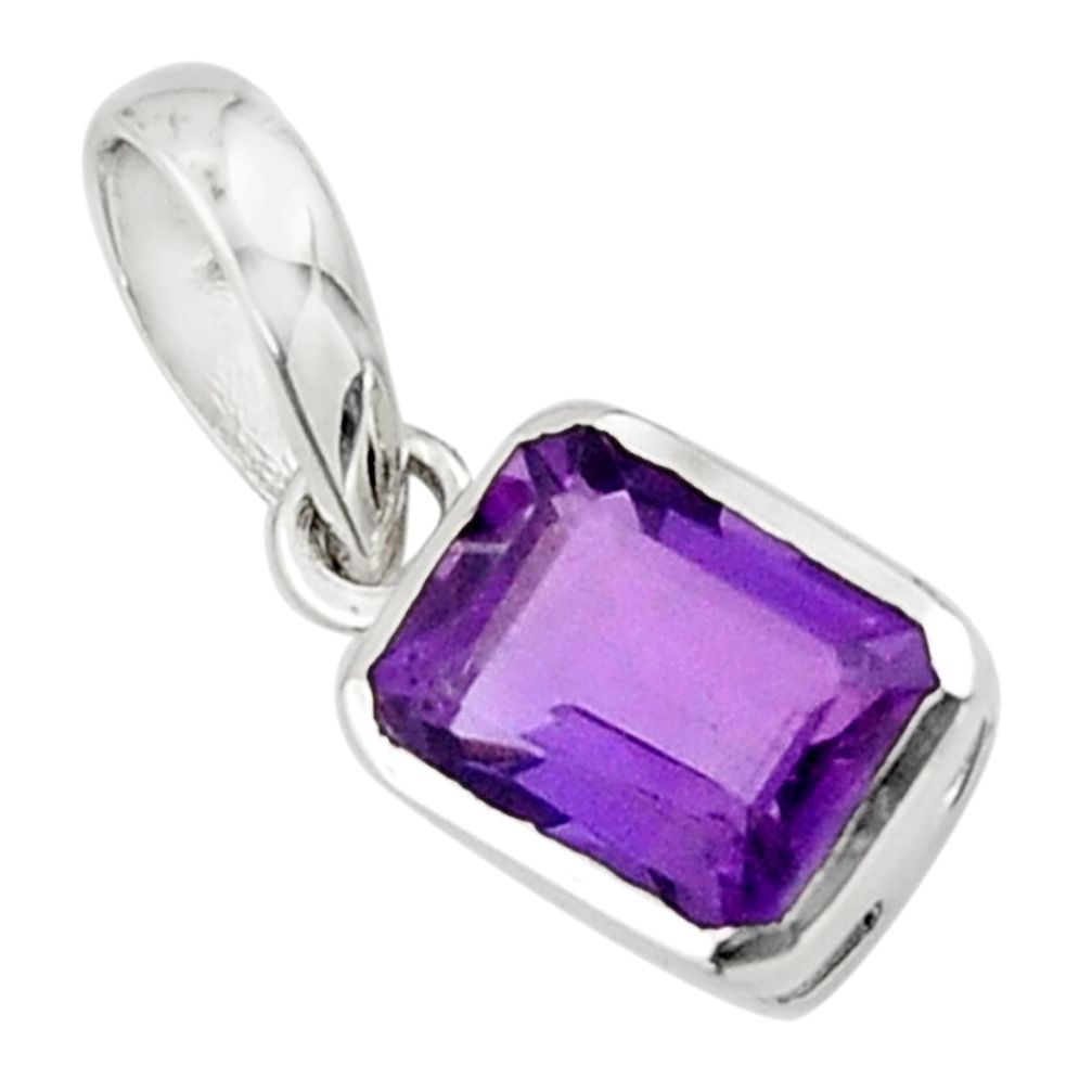 2.06cts natural purple amethyst 925 sterling silver pendant jewelry r43463