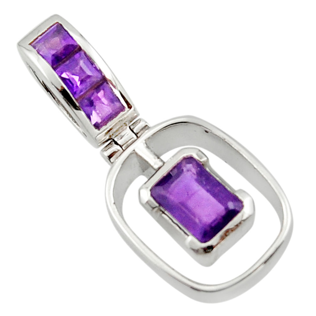 2.66cts natural purple amethyst 925 sterling silver pendant jewelry r43616