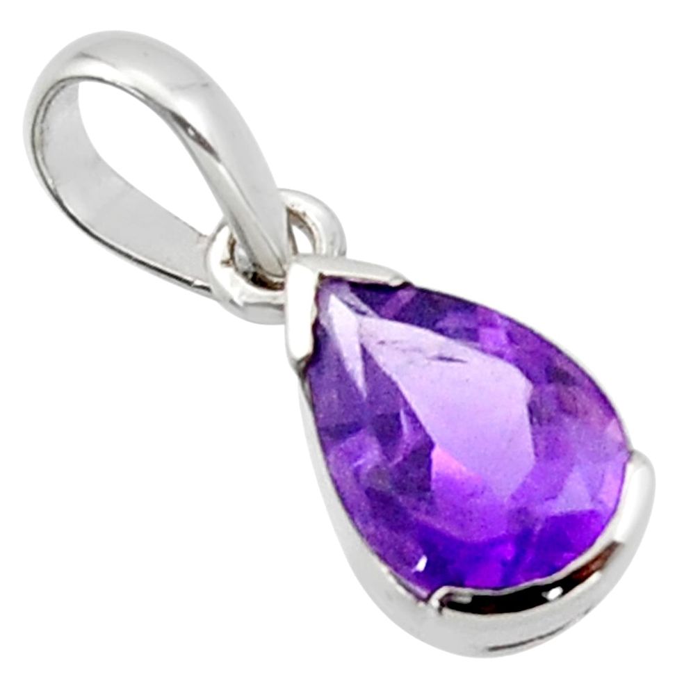 2.50cts natural purple amethyst 925 sterling silver pendant jewelry r45609