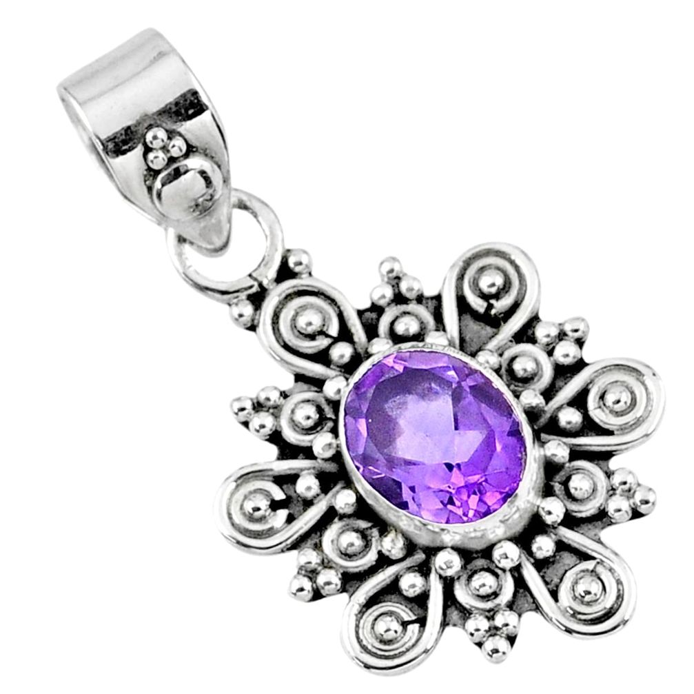 3.32cts natural purple amethyst 925 sterling silver pendant jewelry r57661
