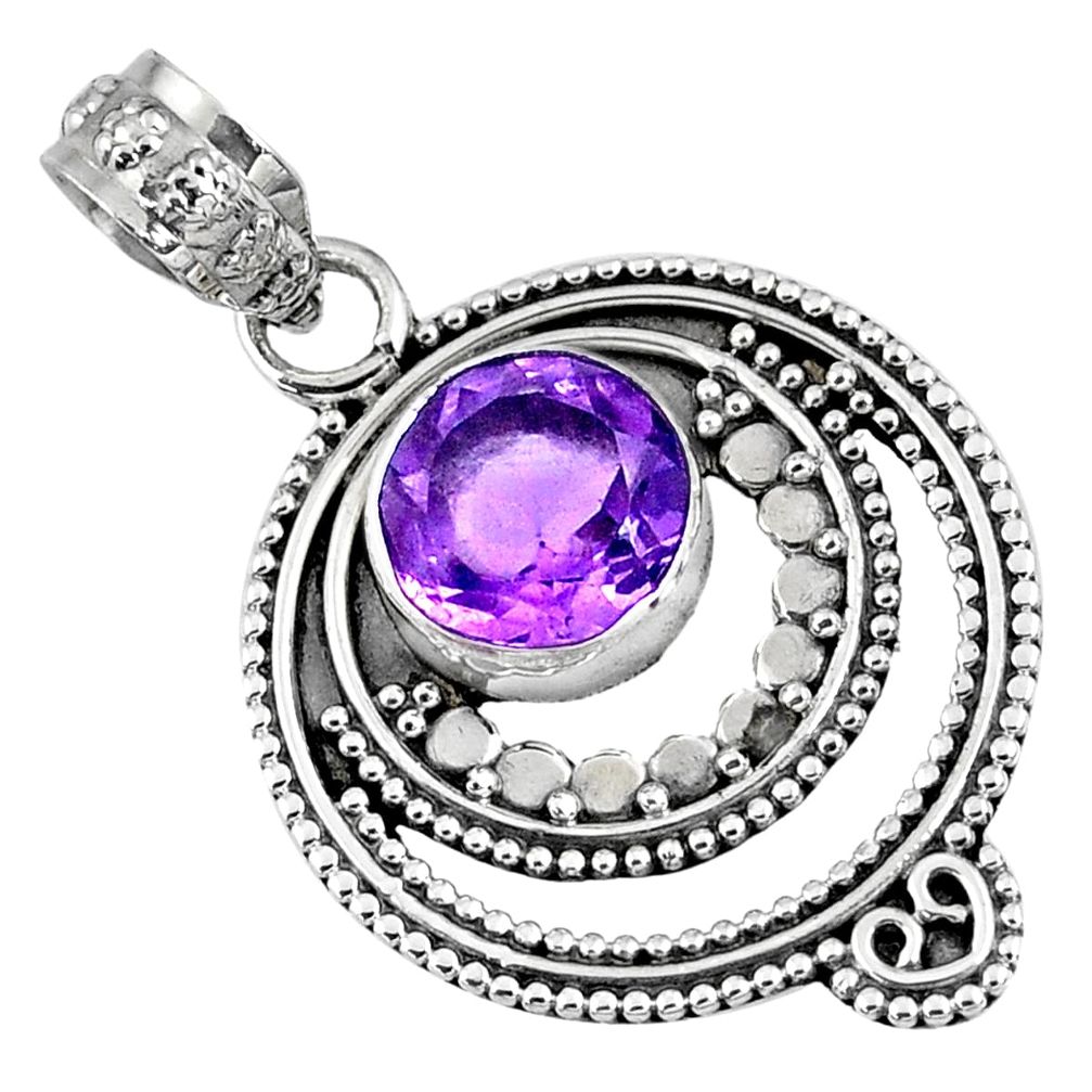 3.11cts natural purple amethyst 925 sterling silver pendant jewelry r57722