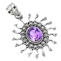Clearance Sale- 3.01cts natural purple amethyst 925 sterling silver pendant jewelry r57761