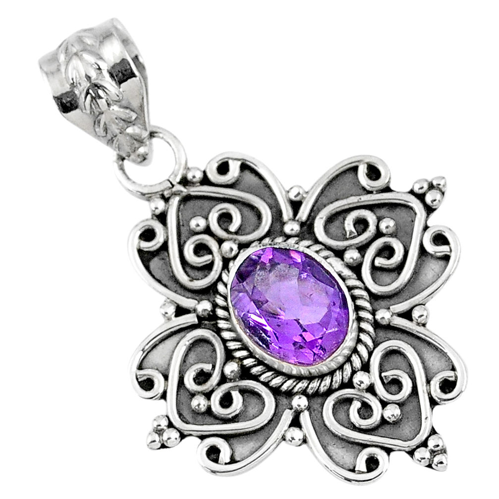 3.19cts natural purple amethyst 925 sterling silver pendant jewelry r57762