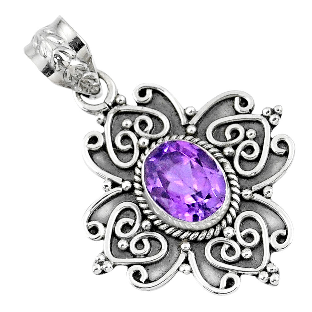 3.40cts natural purple amethyst 925 sterling silver pendant jewelry r57789