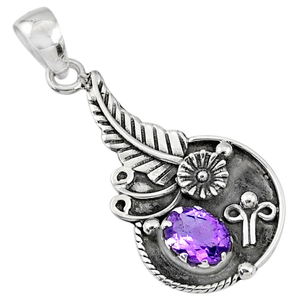 2.02cts natural purple amethyst 925 sterling silver pendant jewelry r67606