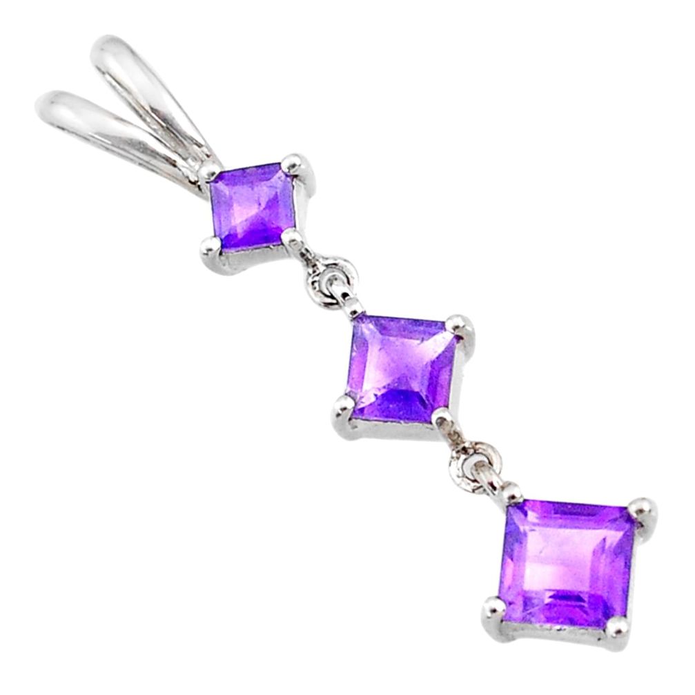 2.73cts natural purple amethyst 925 silver handmade pendant jewelry r73077