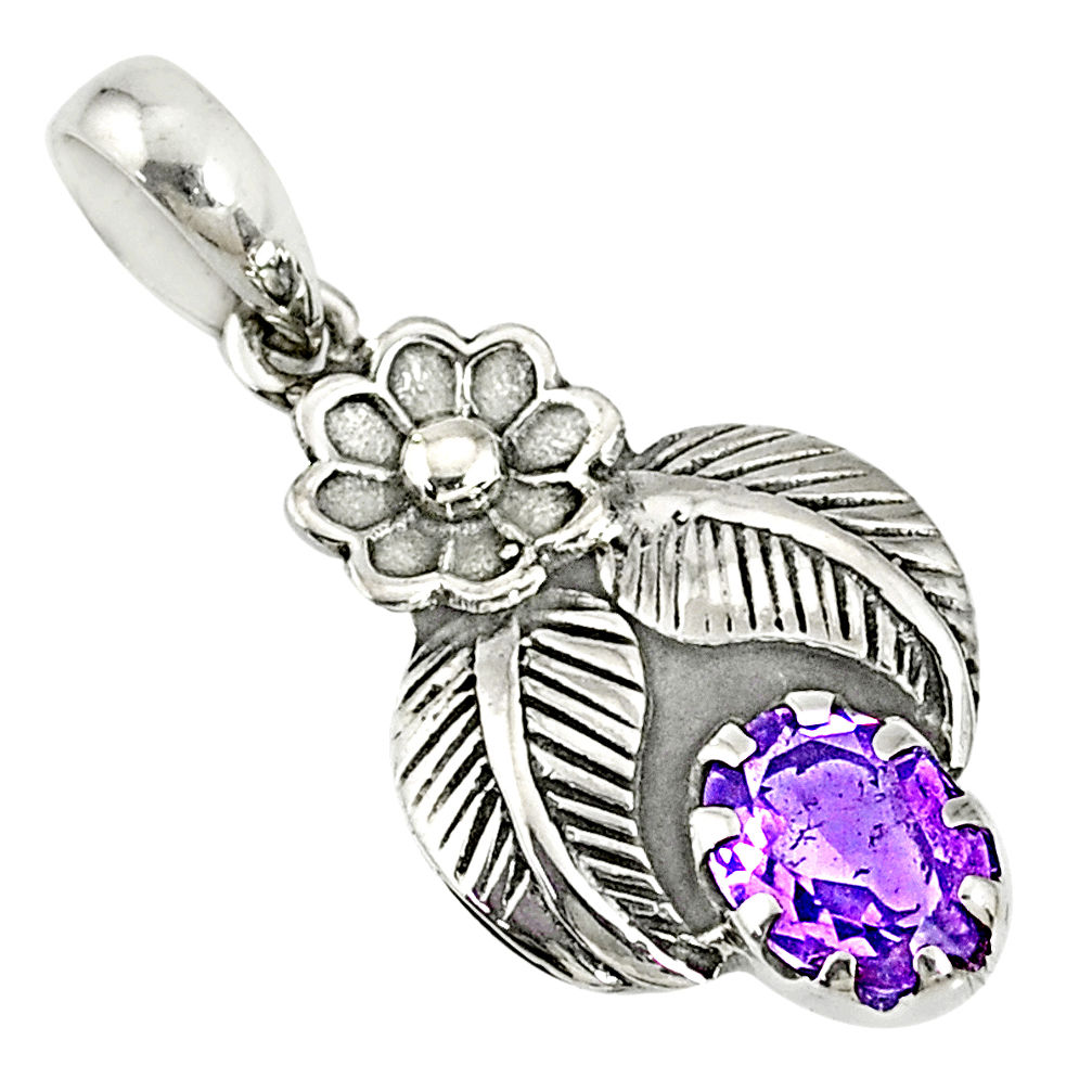1.95cts natural purple amethyst 925 sterling silver pendant jewelry r77803