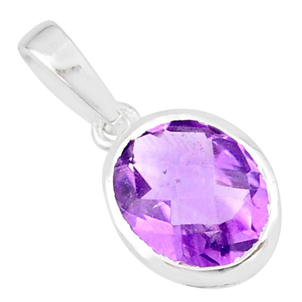 4.16cts natural purple amethyst 925 sterling silver handmade pendant r82641