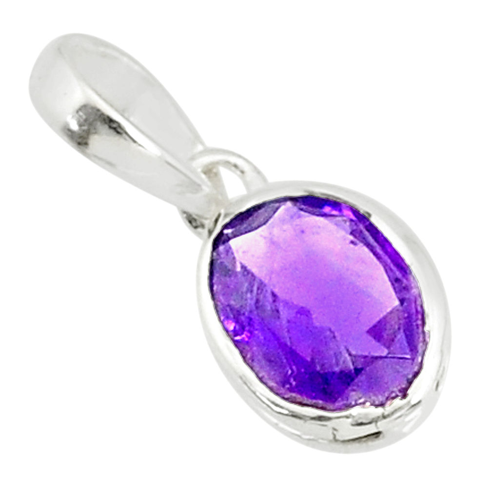 2.22cts natural purple amethyst 925 sterling silver pendant jewelry r83709