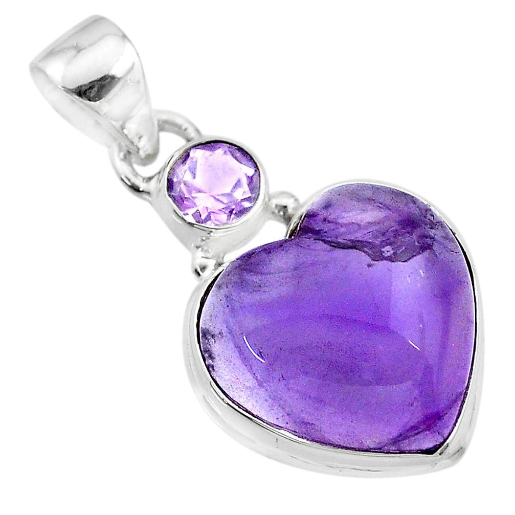 13.73cts natural purple amethyst 925 sterling silver pendant jewelry t19355