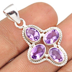 Clearance Sale- 6.21cts natural purple amethyst 925 sterling silver handmade faceted pendant jewelry u14875