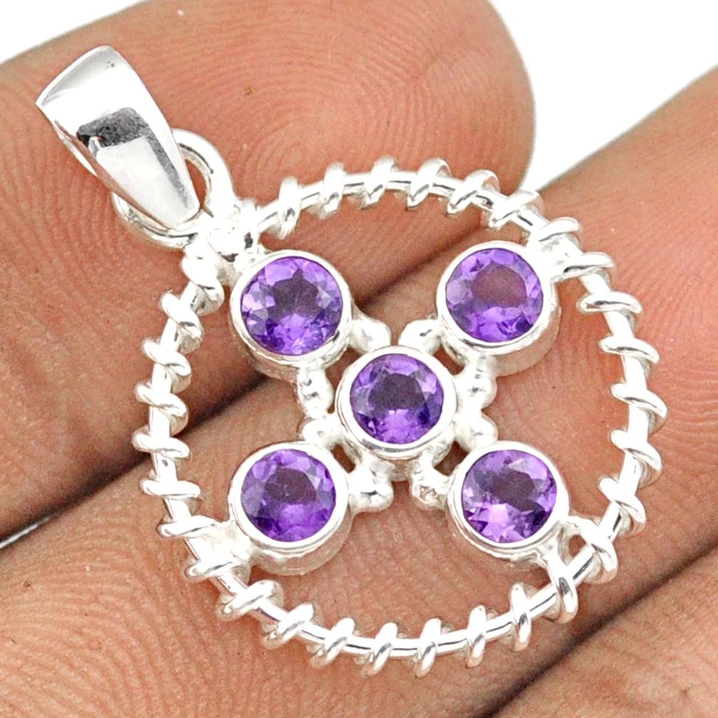 2.74cts natural purple amethyst 925 sterling silver handmade faceted pendant jewelry u14902