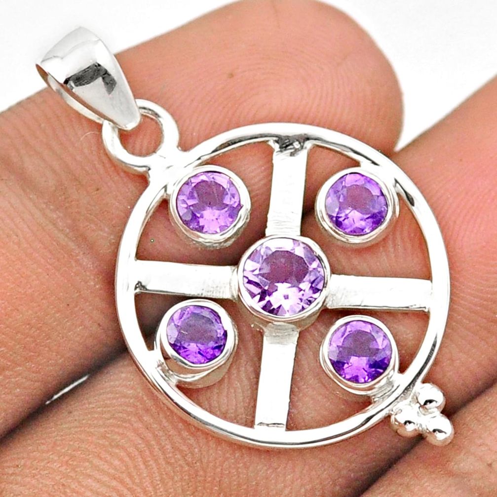 3.11cts natural purple amethyst 925 sterling silver handmade faceted pendant jewelry u14926