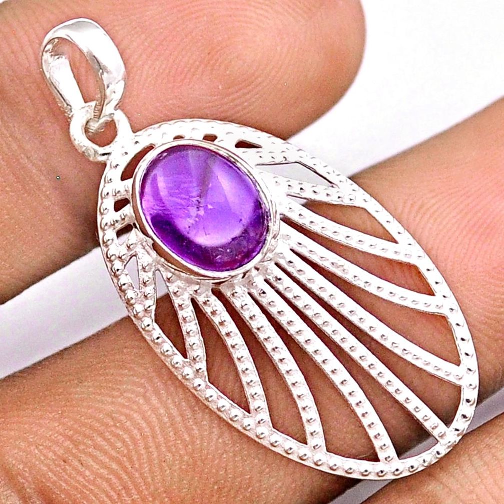 Clearance Sale- 3.13cts natural purple amethyst 925 sterling silver pendant jewelry u17521