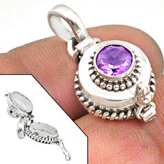 1.15cts natural purple amethyst 925 sterling silver poison box pendant t73531