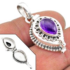 2.48cts natural purple amethyst 925 sterling silver poison box pendant t73705