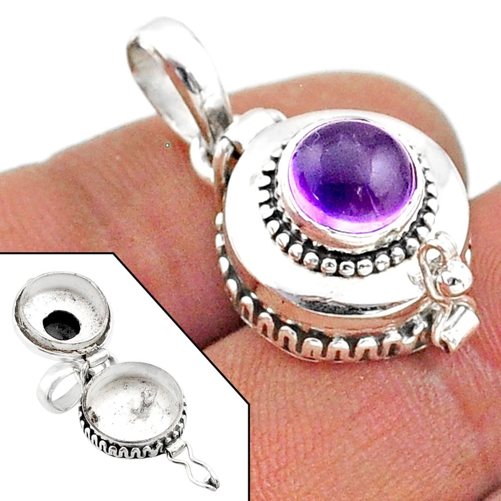 purple amethyst 925 sterling silver poison box pendant t73708